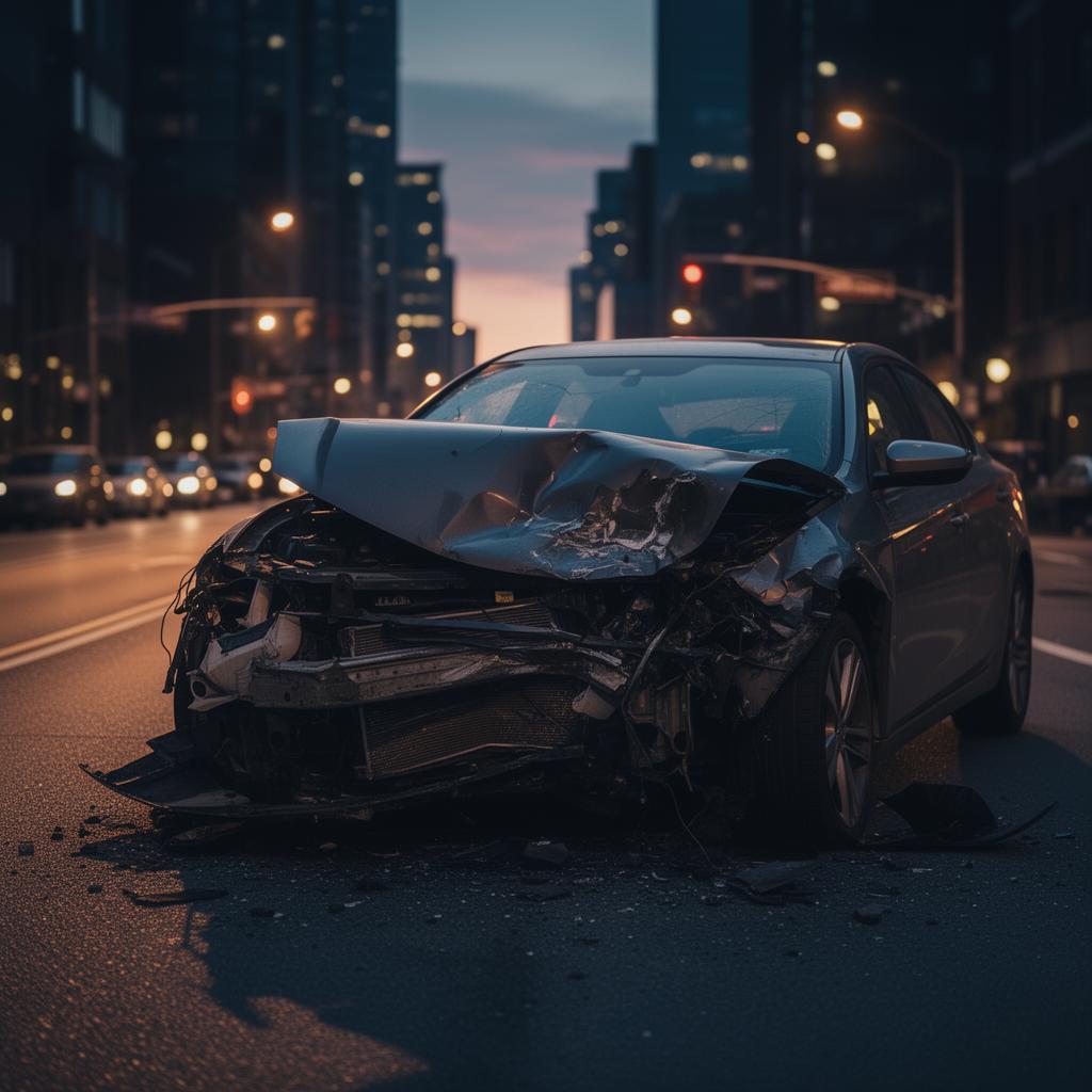 Damaged vehicle after a serious car accident